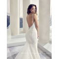 Spaghetti Strap Lace Wedding Dress with Open Back